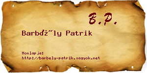 Barbély Patrik névjegykártya